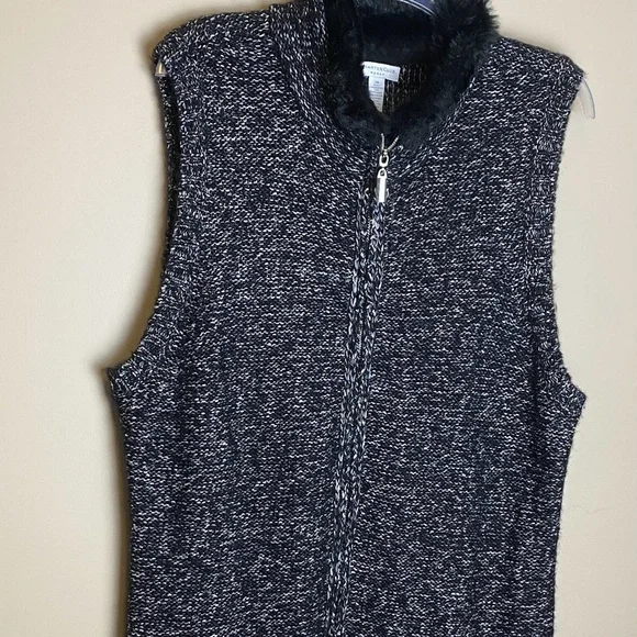 Charter Club Black and White Textured Vest - Picture 1 of 6